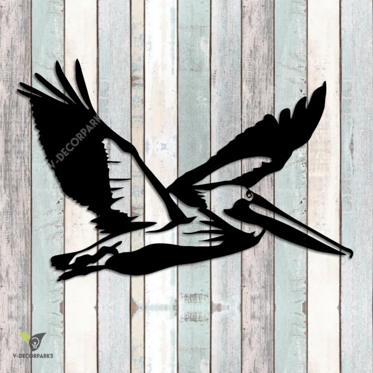 Flying Pelican Metal Wall Decor, Flying Pelican Plasma Cut Beach House Accent