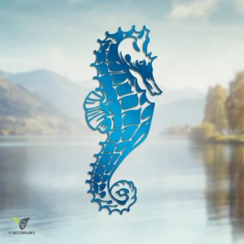 Silhouette Seahorse Metal Wall Decoration, Seahorse Vintage Coastal Plaque