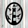 Lighthouse And Gulls Metal Sign, Lighthouse And Seagulls Evergreen Decor