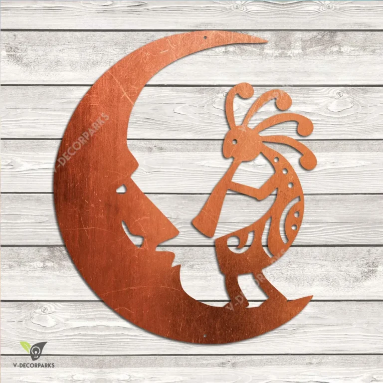 Copper Kokopelli And Moon Metal Wall Decor, Kokopelli American Native Plasma Cut Decoration