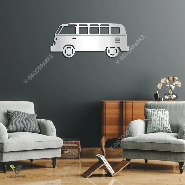 Coastal Bus, Hippie Bus Metal Wall Decor, Coastal Bus, Hippie Bus Beach Evergreen Artwork