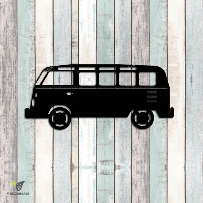 Coastal Bus, Hippie Bus Metal Wall Decor, Coastal Bus, Hippie Bus Beach Evergreen Artwork