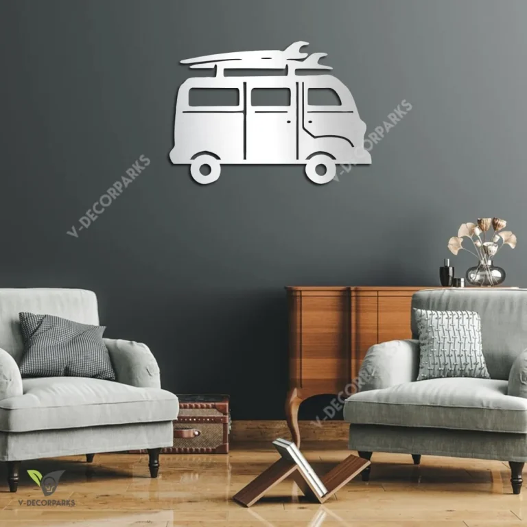 Coastal Bus Beach House Metal Art, Coastal Bus Outdoor Decor