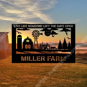 Custom Countryside Farm Metal Sign, Windmill Decor