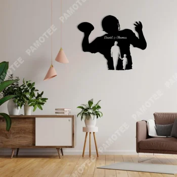 Customized Dad And Football Son Metal Sign, Fathers Day Gift