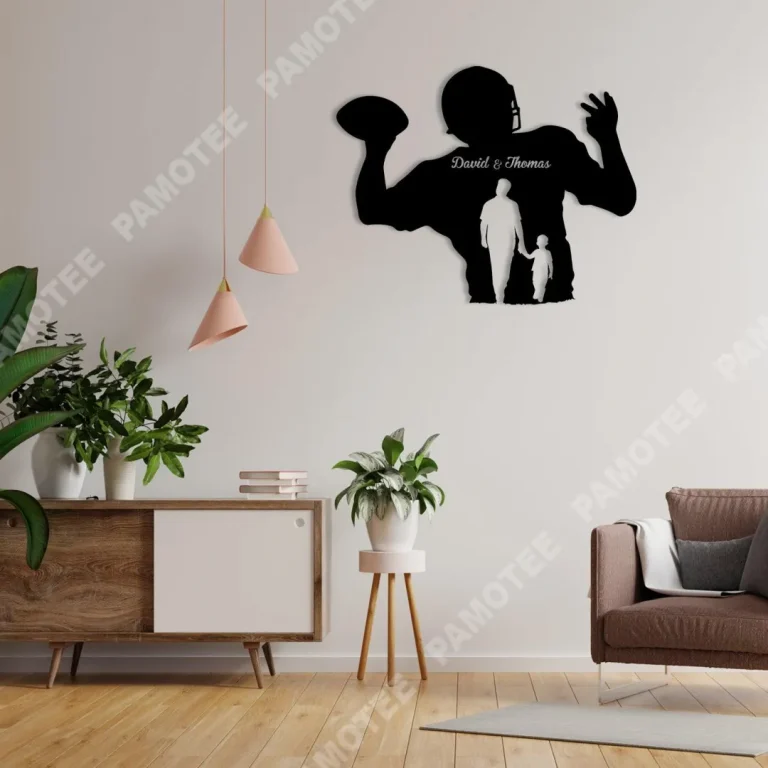 Customized Dad And Football Son Metal Sign, Fathers Day Gift