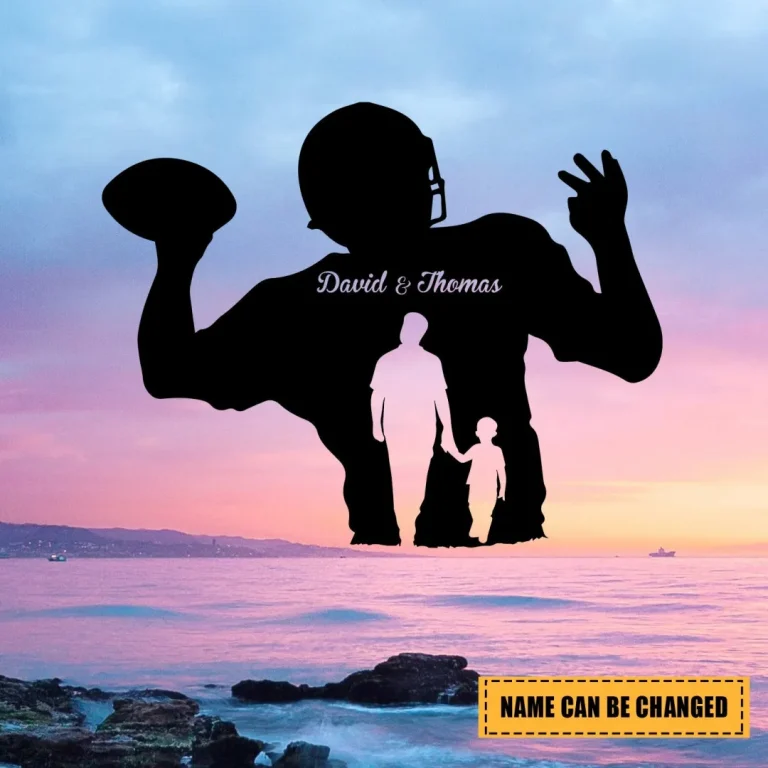 Customized Dad And Football Son Metal Sign, Fathers Day Gift