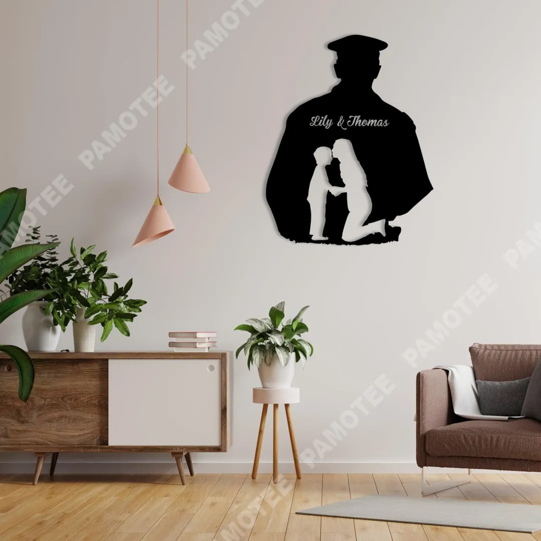 2239-01-1.webp Custom Police Officer And His Mother Metal Sign, Cop Steel Decor