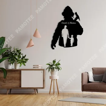 Customized Dad And Firefighter Son Metal Sign Monogram