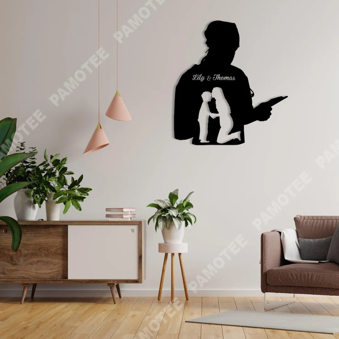 2245-01-1.webp Customized Mother And Doctor Son Metal Sign, Clinic Wall Art