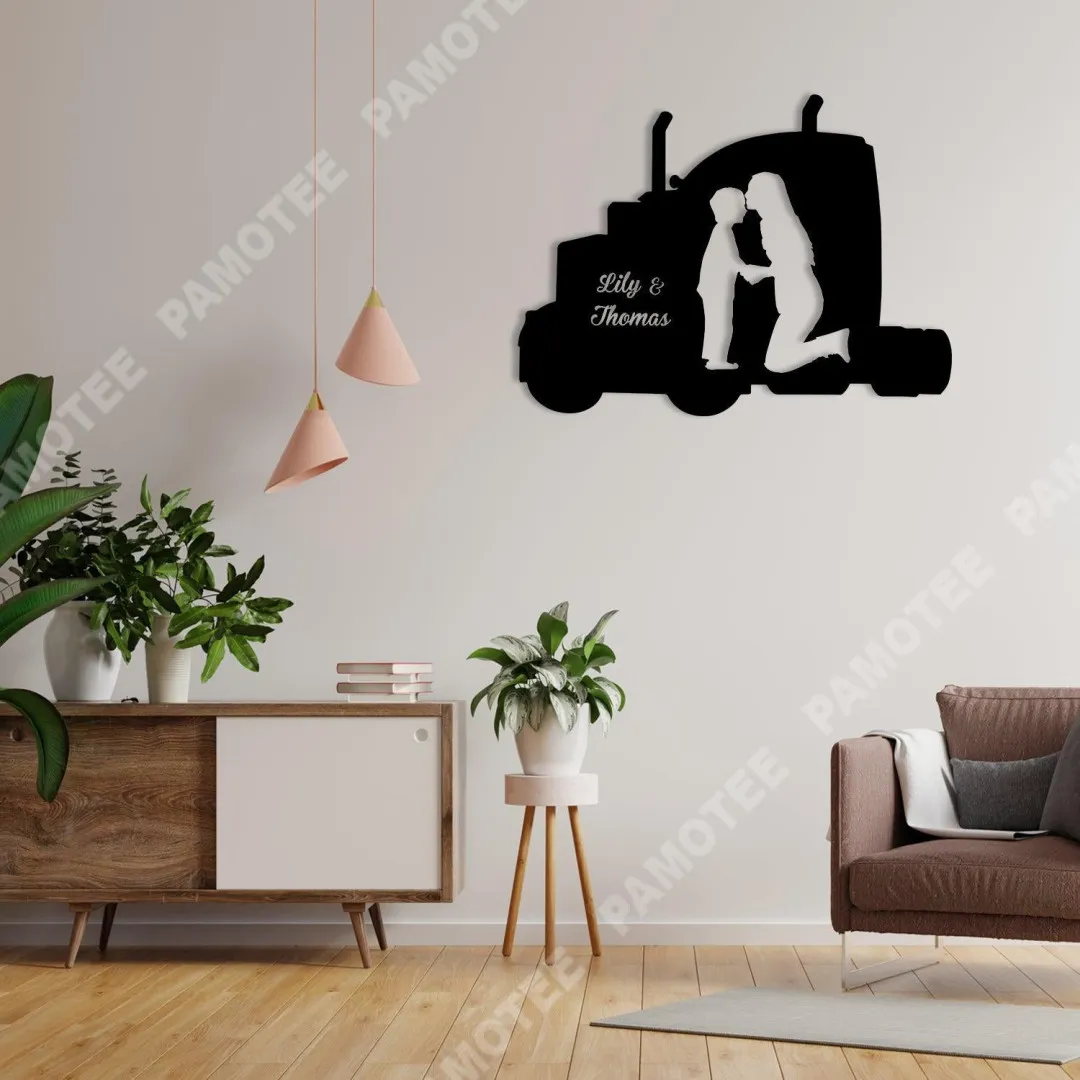 2251-01-1.webp Custom Name Mother And Trucker Metal Sign, Truck Wall Art