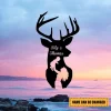 Personalized Name Mother And Son Deer Hunting Metal Art, Buck Head Wall Hanging