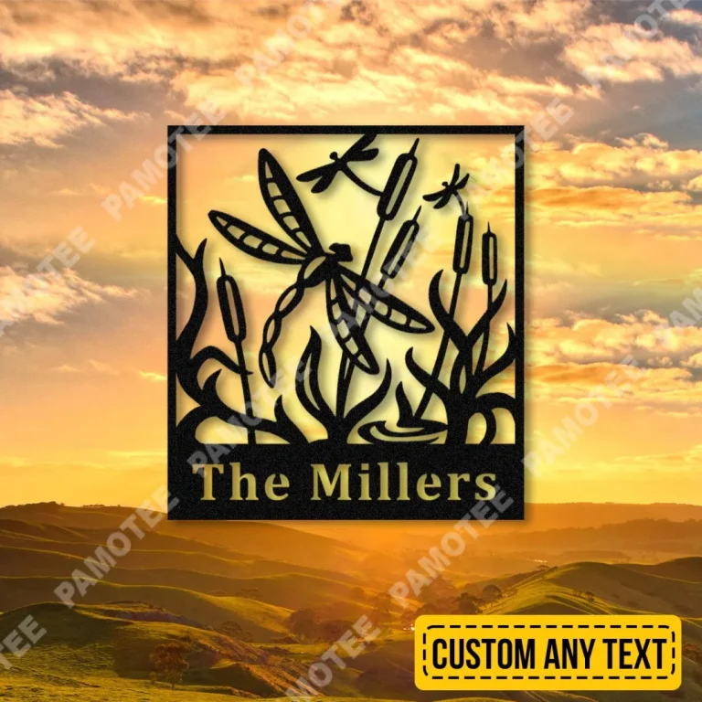 Personalized Dragonfly In Lake, Pond Metal Sign, Steel Wall Hanging Gift