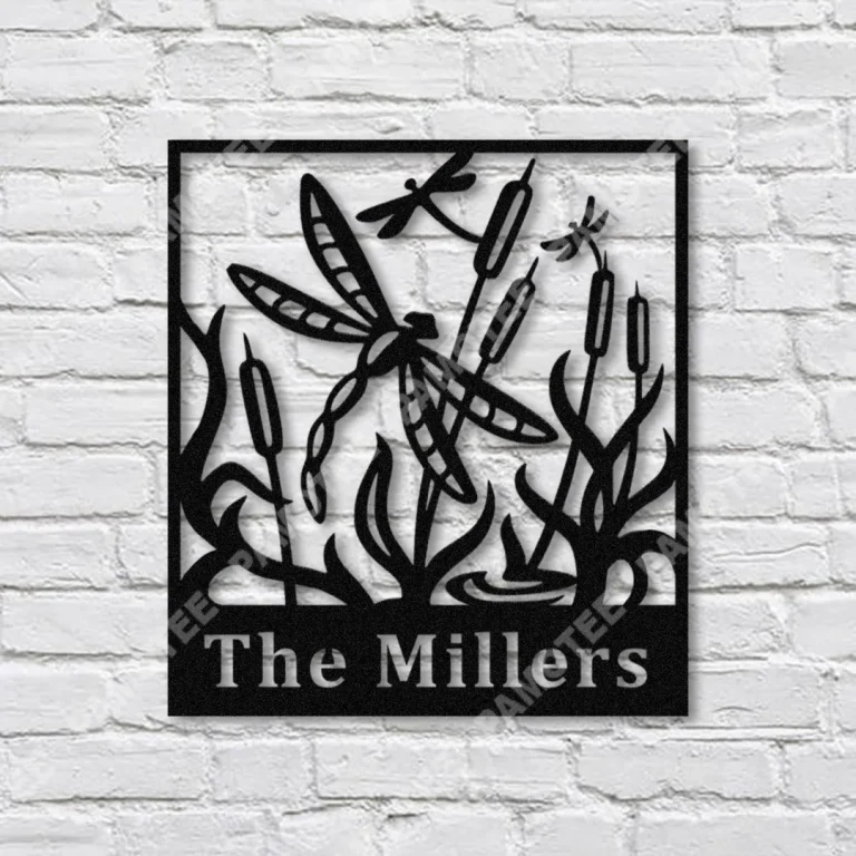 Personalized Dragonfly In Lake, Pond Metal Sign, Steel Wall Hanging Gift