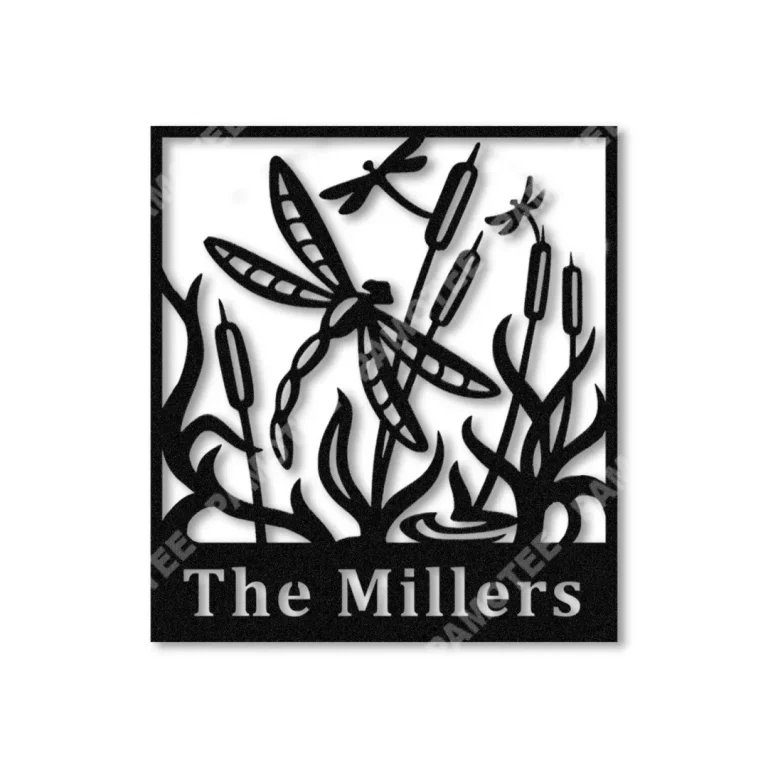 Personalized Dragonfly In Lake, Pond Metal Sign, Steel Wall Hanging Gift