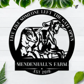 Custom Metal Farm Sign, Metal Barn Sign, Personalized Metal Goat Sign, Outdoor Barn Sign, Farm Sign