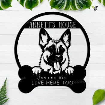 Custom German Shepherd Metal House Sign, Personalized Dog Name Address Metal Sign, German Shepherd Address Plaque Metal Wall Art