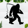 Custom Fishing Bigfoot Metal Wall Art, Personalized Sasquatch Fishing Name Metal Sign, Home Decor Big Foot Boy Girl Nursery Decoration
