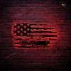 American Flag Muscle Car Antique Old Classic Retro Metal Sign With Colorful Led Light, Transport Automobile Auto Wall Art