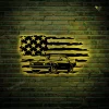 American Flag Muscle Car Antique Old Classic Retro Metal Sign With Colorful Led Light, Transport Automobile Auto Wall Art