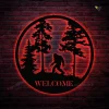 Custom Bigfoot Sasquatch Camping & Family Welcome Metal Sign With Colorful Led Light, Bigfoot Wall Decor