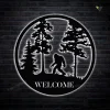 Custom Bigfoot Sasquatch Camping & Family Welcome Metal Sign With Colorful Led Light, Bigfoot Wall Decor