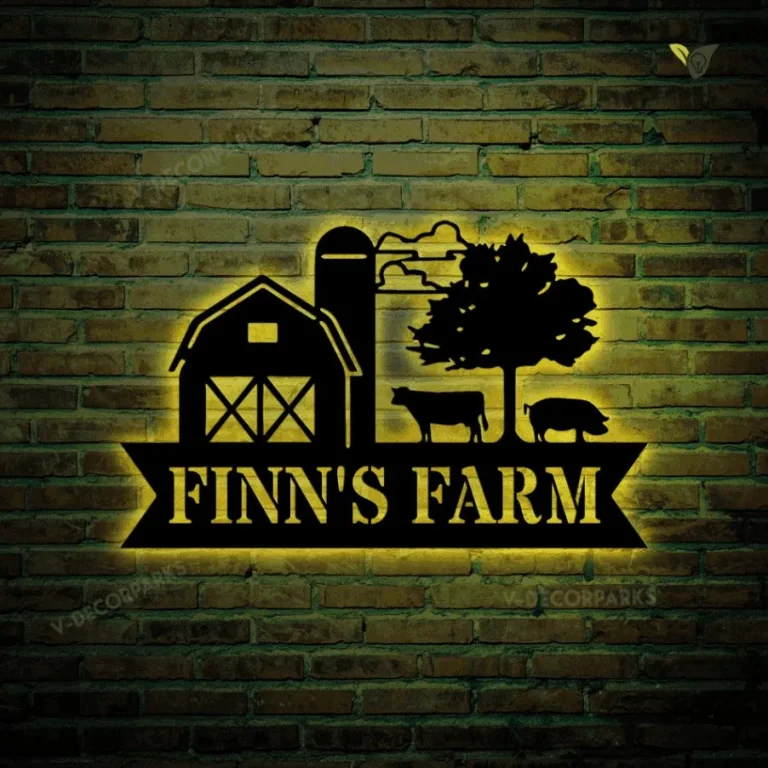 Personalized Farm Name Metal Sign With Colorful Led Light, Farm Animals, Ranch Sign, Barn Sign, Farmhouse Decor, Family Name Sign