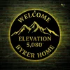 Custom Mountain Elevation Welcome Metal Sign With Colorful Led Light, Metal Wall Art, Cabin Sign, Metal House Sign