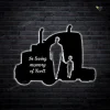 Personalized Trucker Dad And Son Metal Sign With Colorful Led Light, 18 Wheelers Housewarming Plaque
