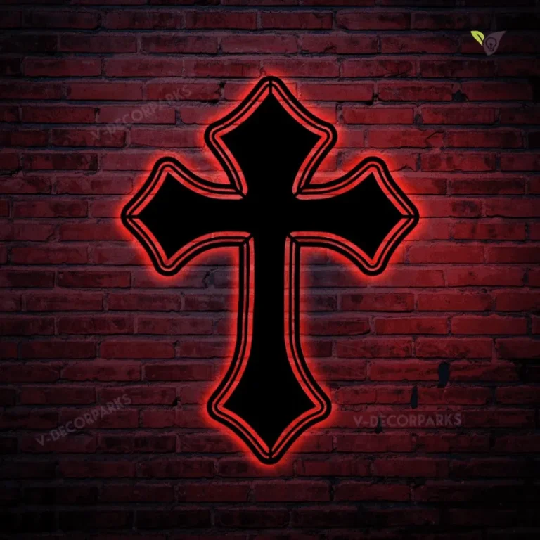 Jesus Cross Metal Sign With Colorful Led Light, Jesus Christ Cross Metal Wall Art, Christianity Metal Art