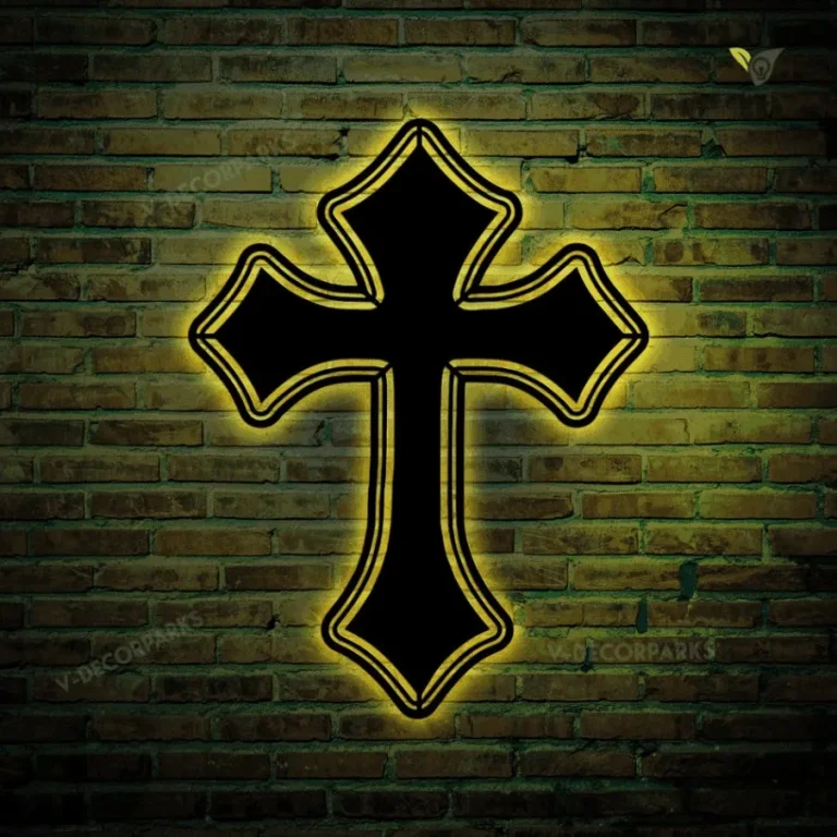 Jesus Cross Metal Sign With Colorful Led Light, Jesus Christ Cross Metal Wall Art, Christianity Metal Art