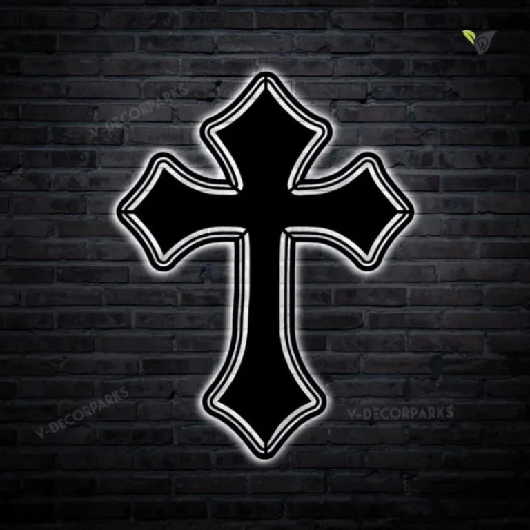 Jesus Cross Metal Sign With Colorful Led Light, Jesus Christ Cross Metal Wall Art, Christianity Metal Art