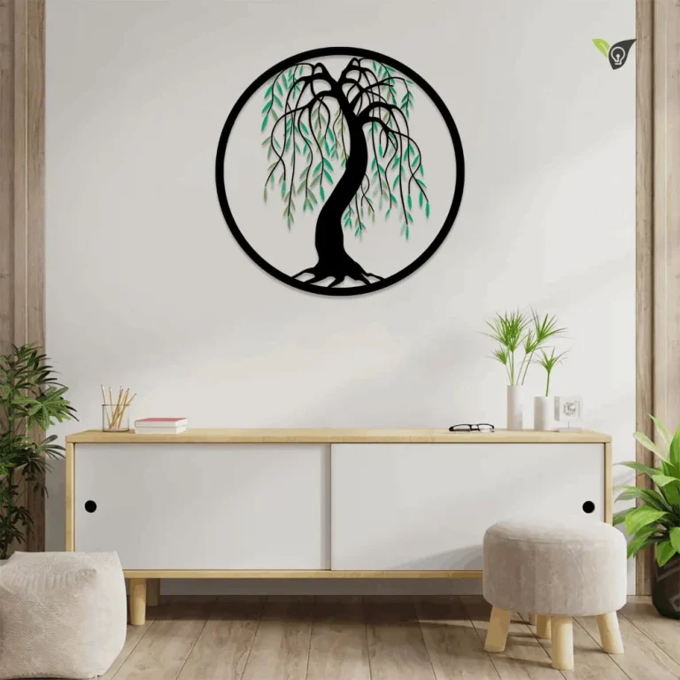 Colored Willow Tree Metal Sign With Colorful Led Light, Metal House Sign, Ranch Plaque