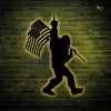 Bigfoot Fck Middle Finger American Flag Metal Sign With Colorful Led Light, Bigfoot Camping Metal Art, Bigfoot Wall Art