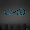 Personalized Name Infinity Heart Metal Sign With Led Lights, Metal Wall Art Hanging, Newlywed Unique Gift, Valentine Gift, Newly Engaged Gifts