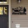 Farmhouse Mountain Metal Sign, Outdoor Wall Hanging Decor, Farmhouse Design Metal Wall Art