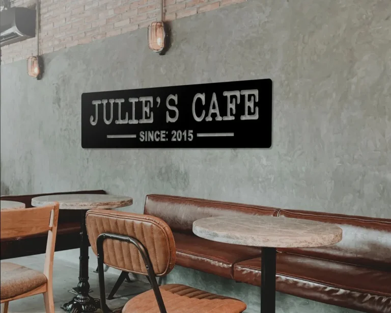 Personalized Cafe Name Sign, Metal Sign Wall Decor, Metal Sign Outdoor, Indoor