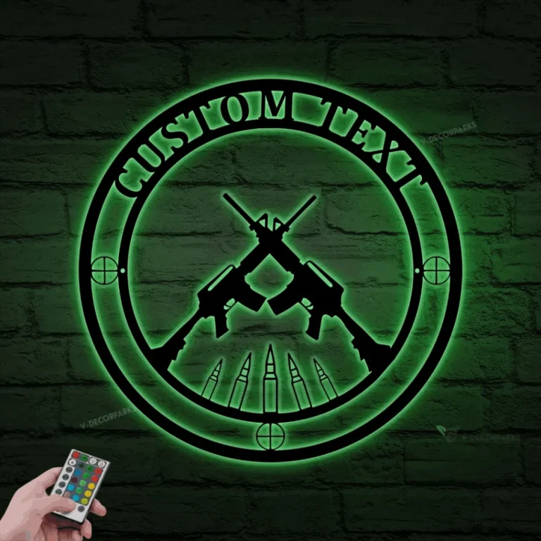 2nd Amendment Sign With Led Lights, Man Cave Metal Wall Decor, Gun Art, Fathers Day Gift, Second Amendment Art, Gun Sign, Armory Sign, Metal Gun Sign