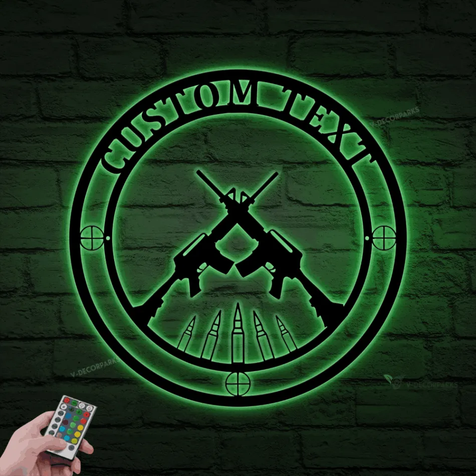 2nd Amendment Sign With Led Lights, Man Cave Metal Wall Decor, Gun Art, Fathers Day Gift, Second Amendment Art, Gun Sign, Armory Sign, Metal Gun Sign