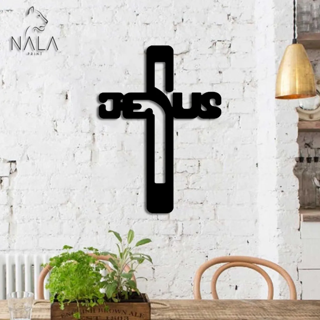 30q_b093fc7c-9477-437e-95ac-8b2713a18961.webp Jesus Cross Metal Cut Sign, Chrsitian Wall Art, God Metal Art Deocor, Gift For Jesus Lovers