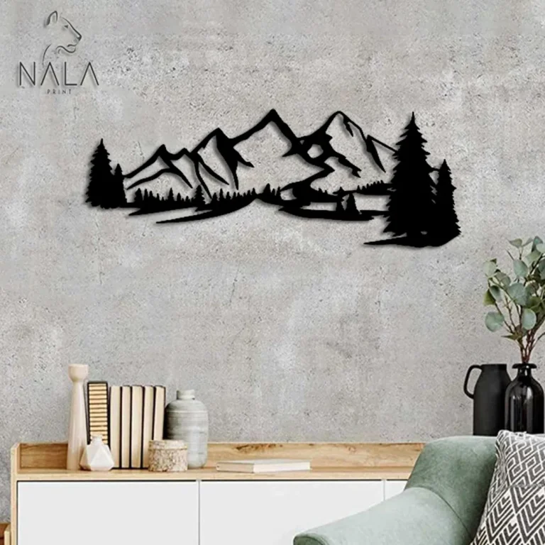 Mountain Landscape Metal Artwork, Mountain Wall Hanging, Nature Scenery Metal Wall Art, Living Room Decor, Housewarming Gift