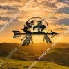 End Of The Trail Arrow Feathers American Native Metal Sign, Housewarming Wall Art