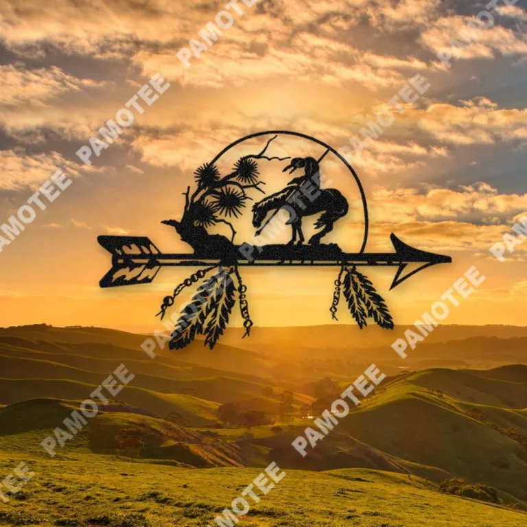 End Of The Trail Arrow Feathers American Native Metal Sign, Housewarming Wall Art