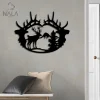Deer Mountain Deerhorns Metal Art Sign, Deer Design Wall Hanging, Wild Animal Metal Wall Art Decor