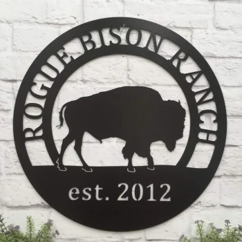 Bison Metal Ranch Sign, Cut Metal Sign, Metal Wall Art, Metal House Sign