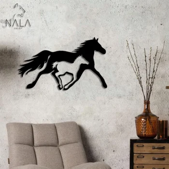 Father And Son Horse Running Wall Art, Horse Metal Wall Hanging, Metal Sign For Horse Lovers