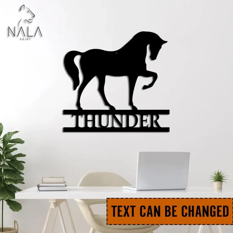 Personalized Horse Metal Sign, Custom Name Wall Art Sign, Horse Metal Wall Hanging, Perfect For Horse Lovers