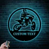 Custom Dirt Bike Metal Sign With Led Lights, Motorcycle Metal Wall Art, Personalized Biker Name Signs, Motocross Rider Home Decor, Biker Gift