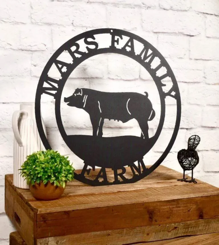 Personalized Pig Farm Metal Sign, Cut Metal Sign, Metal Wall Art, Metal House Sign