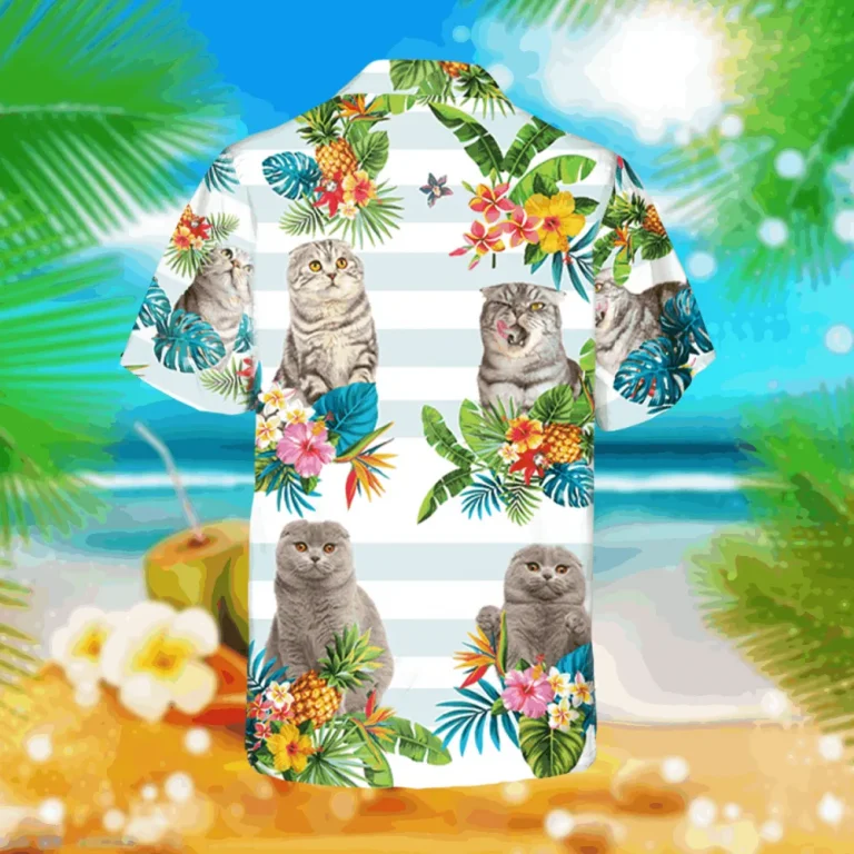 Scottish Fold Kitten Hawaiian Shirt, Father's Day Gift, Aloha Shirt For Mens, Womens